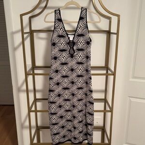 House of Harlow 1960 Black and White Patterned Midi Dress